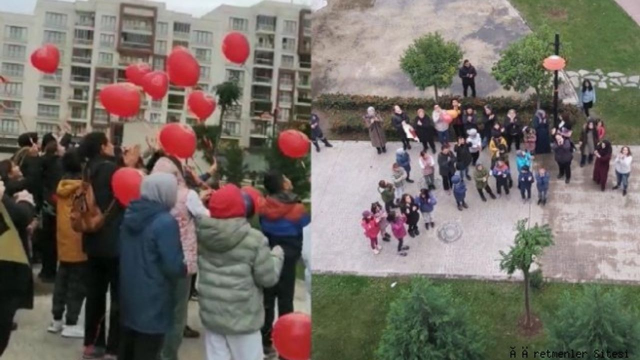 Kocaeli Körfezkent  Emlak Konut İlkokulu'nda görev yapan Öğretmene,Öğrencilerinden balonlu sürpriz