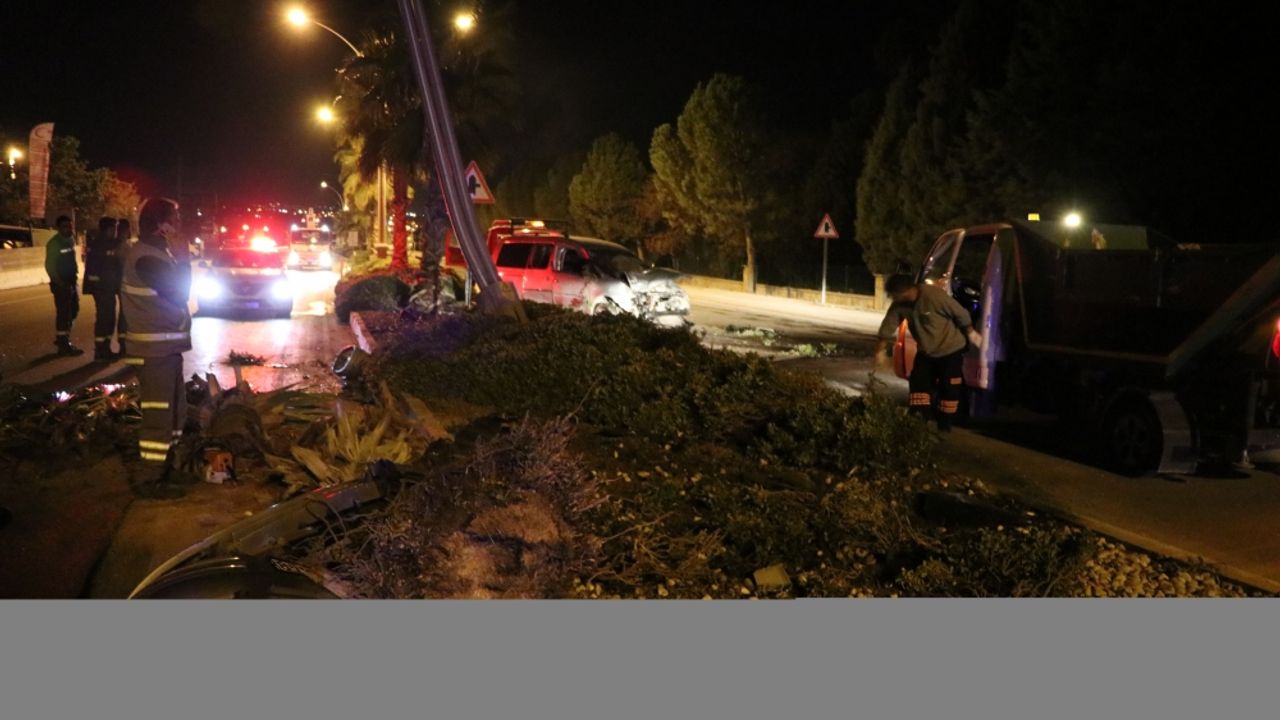 Denizli'de ağaca ve aydınlatma direğine çarpan hafif ticari araçtaki 2 kişi öldü