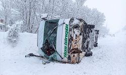 Bingöl'de kar ve tipiden yolcu otobüsü devrildi 12 yaralı