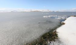 Çıldır Gölü yüzeyinin bir bölümü soğuk havanın etkisiyle dondu