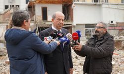 KKTC Cumhurbaşkanı Tatar, Adıyaman'daki İsias Otel'in enkaz alanında konuştu: