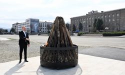 Azerbaycan Cumhurbaşkanı Aliyev, Hankendi'de Nevruz ateşini yaktı: