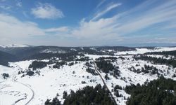 Karla kaplanan Yapraklı Yaylası dron ile görüntülendi