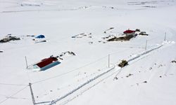 Kars'ta kardan kapanan yüksek rakımlı köy yollarında ekiplerin yol açma mesaisi sürüyor