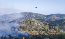 KKTC'de makilik alanda çıkan yangın, askeri İHA ve helikopter desteğiyle söndürüldü