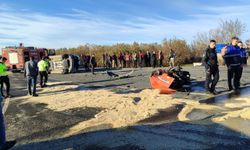 Çanakkale'de traktörün ikiye bölündüğü kazada 2 kişi yaralandı