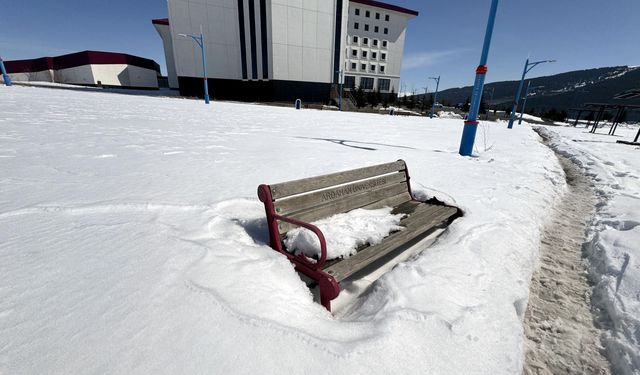 Ardahan'da baharda yağan kar, soğuk hava nedeniyle erimedi