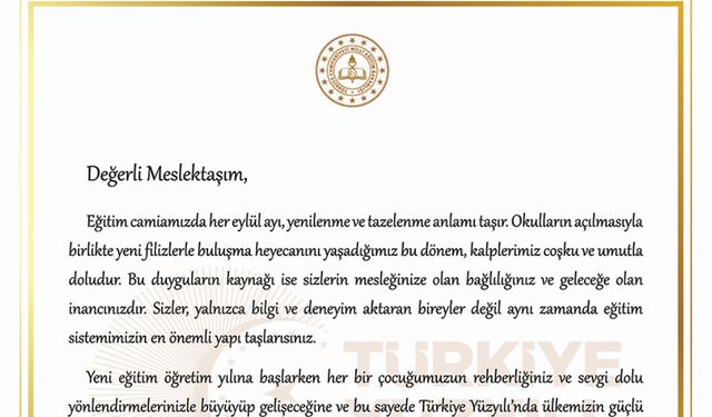 Öğretmenlere Milli Eğitim Bakanı Yusuf Tekin’den mektup