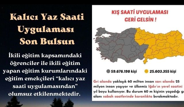 Kalıcı Yaz Saati Uygulaması Son Bulsun Kış Saati Talep Ediyoruz