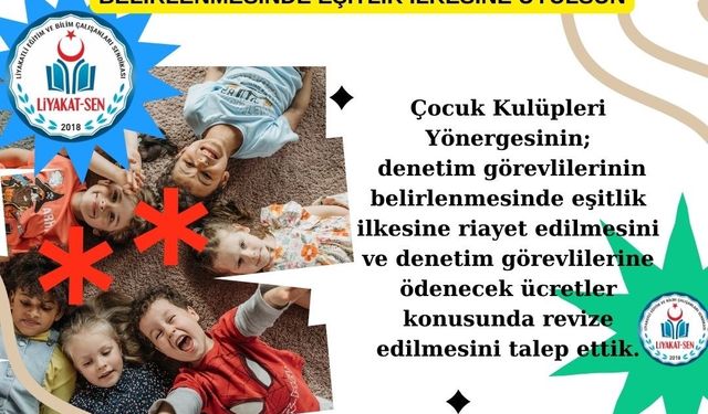 ÇOCUK KULÜBÜ DENETMENLERİNİN BELİRLENMESİNDE EŞİTLİK İLKESİNE UYULSUN